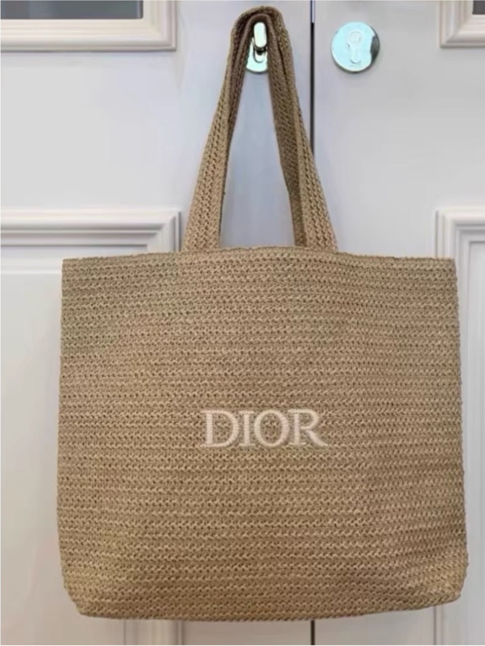 Dior beauty straw tote